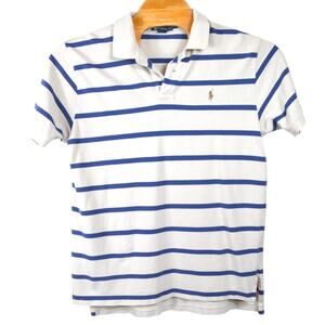 Polo Ralph Lauren XL White & Blue Striped Polo Shirt – Classic Fit
